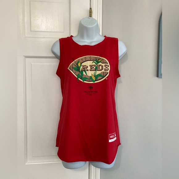 Baseballism Tops - Women's Red Graphic Muscle Tee
